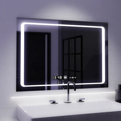 Mirror LED ορθογώνιο 90x60cm σόλα SENSER SENSTOR SYSTER SYSTER MARCELLO CLOCK & Θερμόμετρο