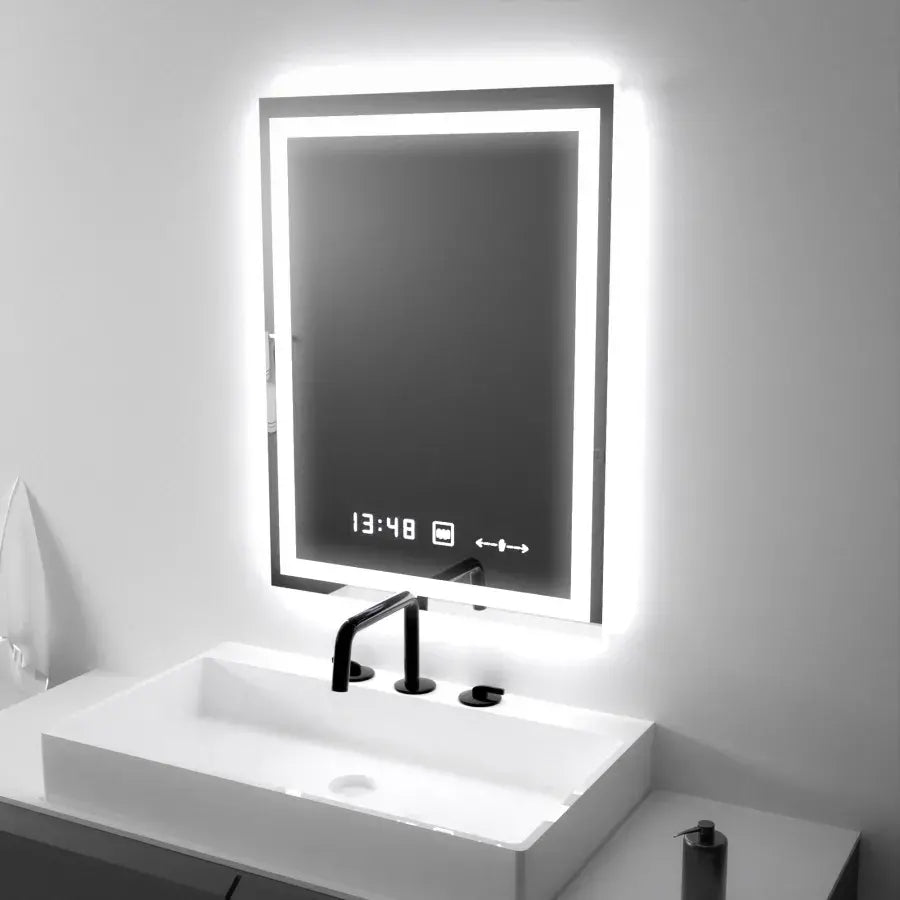 Ορθογώνιο LED Mirror 45x60cm Verite Motionglow Marcellow Dimable Clock System & Dimable Thermometer