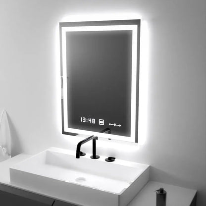 Ορθογώνιο LED Mirror 45x60cm Verite Motionglow Marcellow Dimable Clock System & Dimable Thermometer