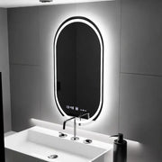 Oval LED Mirror 60x80cm Eminence Motionglow Marcellow Dimable Clock Disrosting System