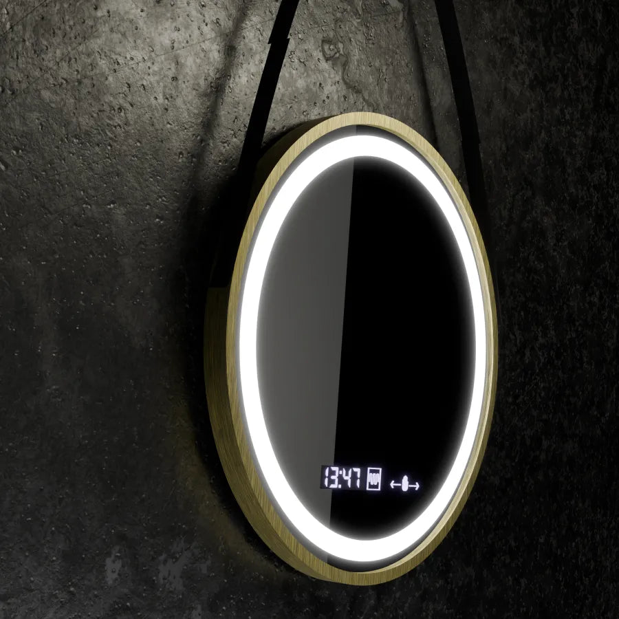 Mirror LED γύρο 60cm Celesti Royale Gold Eleve Motionglow Marcello Dimable Clock Discosting System