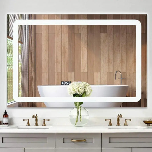 LED Touch Mirror με λειτουργία αναπηριών και ρολόι, 80x65cm, συλλογή Marcello Funghi
