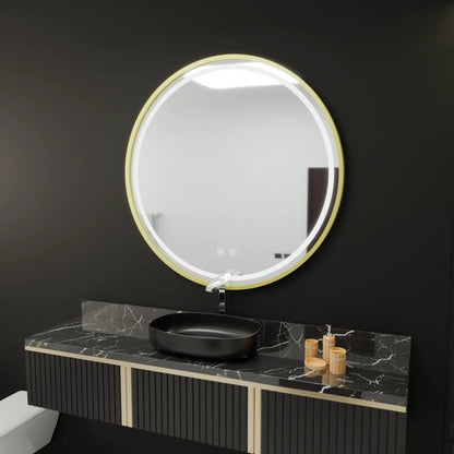 Mirror LED γύρο 70cm Touch Glanz System Decrost Rama Rose Gold Brudged