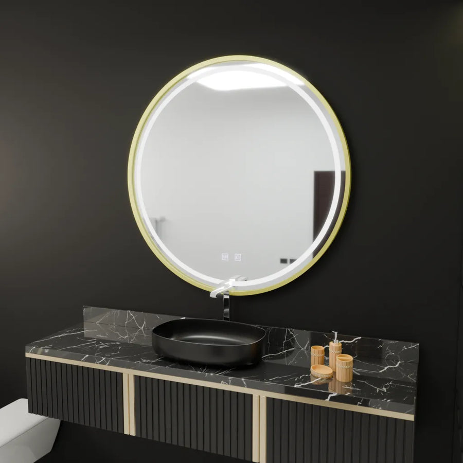 Mirror LED γύρο 70cm Touch Glanz System Decrost Rama Rose Gold Brudged