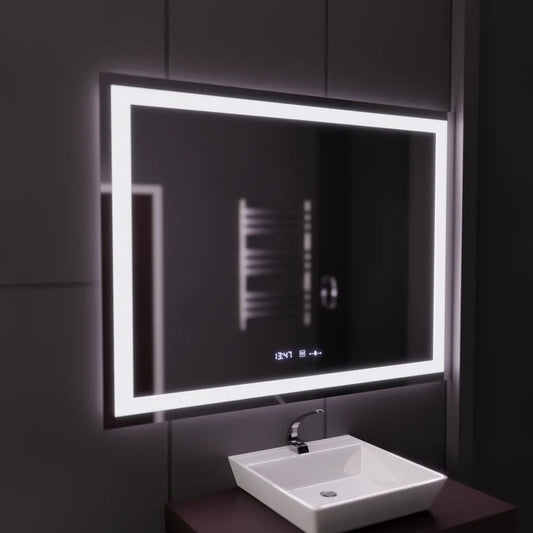 Mirror LED ορθογώνιο 120x80cm Vérité Motionglow Marcello, σύστημα απενεργοποίησης, θερμόμετρο και ρολόι, Daimable