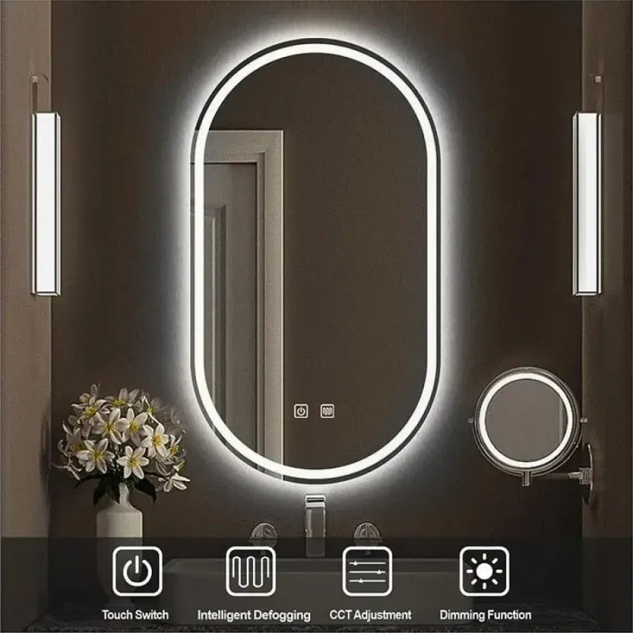 Mirror LED Touch Rainer, με λειτουργία αναπηριών 60x80 cm, συλλογή Korman