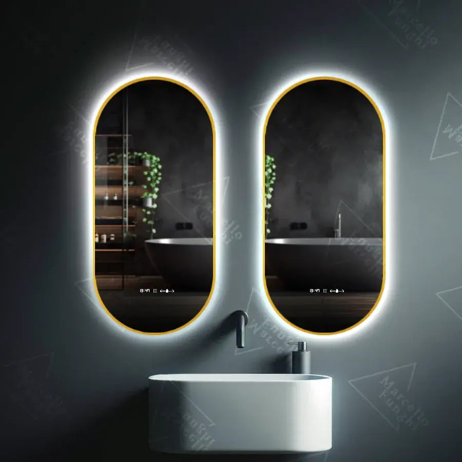 60x80cm Οβάλ LED Mirror Επιστρέφει το σύστημα απόψυξης του συστήματος Marcello Dimable ρολογιού