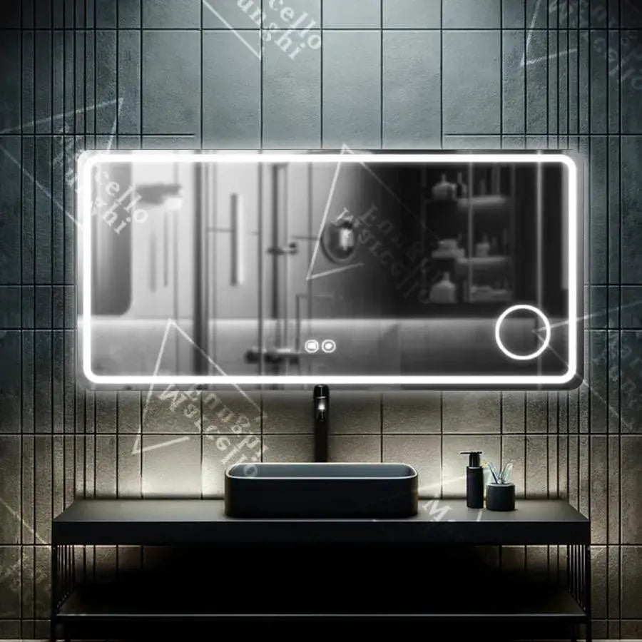 Mirror LED ορθογώνιο 90x75cm Souverain Motionglow Marcello Αποστολικό Σύστημα Ρολόι & Θερμόμετρο Wolf