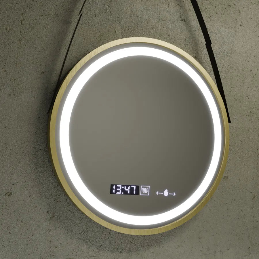 Mirror LED γύρο 60cm Celesti Royale Gold Eleve Motionglow Marcello Dimable Clock Discosting System