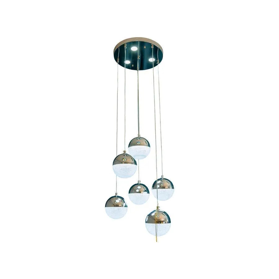 Ο LED Jeremias Pendului με τηλεχειριστήριο, 63W, 2.4GHz, Dimable, Metal, Chrome