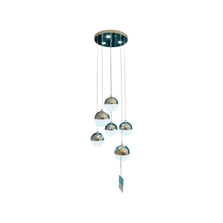 Ο LED Jeremias Pendului με τηλεχειριστήριο, 63W, 2.4GHz, Dimable, Metal, Chrome
