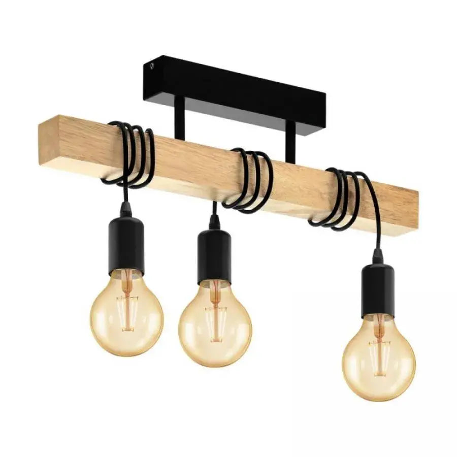 Trio Trio Chalus, 3xe27, μαύρο, ξύλο