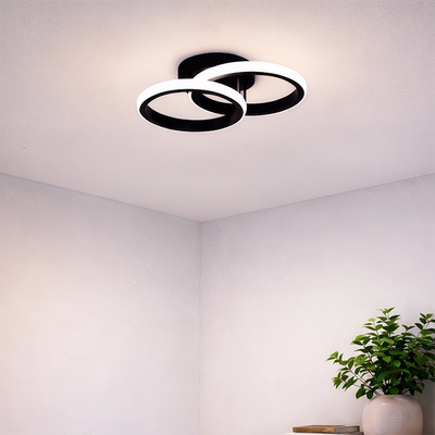 Πολυέλαιος LED VERTEX CIRCULA 21W, 2 Κύκλοι, Μεταλλικοί Σκελετοί, Κρύο/Ζεστό/Ουδέτερο φως 3000K/4000K/6000K, Μαύρο, Μεταλλικό