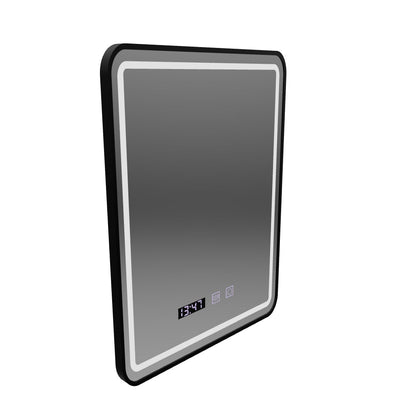 LED Touch Karl Mirror System, ρολόι και θερμοκρασία 50x70 cm Black BrushD πλαίσιο