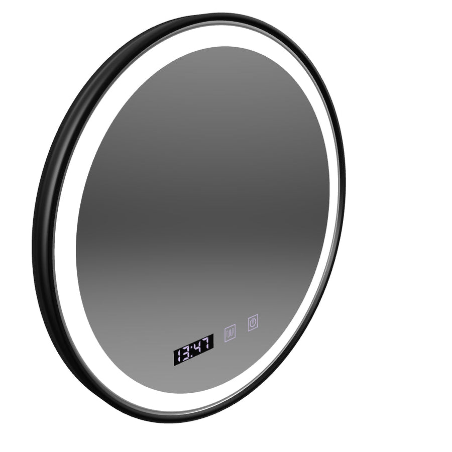 LED Touch Otto Mirror System, ρολόι και θερμοκρασία 80 cm Black Brudged Frame