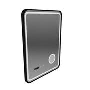Mirror LED Touch Ulrich ΣΥΣΤΗΜΑ ΔΙΑΚΟΠΗΣ, Ρολόι και Θερμοκρασία 60x80 cm Μαύρο Ramahed Cosmetics LUP