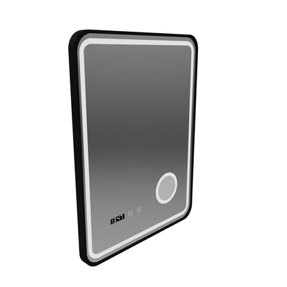 Mirror LED Touch Ulrich ΣΥΣΤΗΜΑ ΔΙΑΚΟΠΗΣ, Ρολόι και Θερμοκρασία 60x80 cm Μαύρο Ramahed Cosmetics LUP