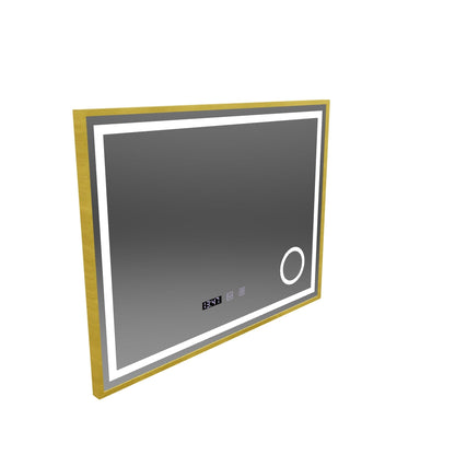 Mirror LED Touch Rolf Rolf Systems, ρολόι και θερμοκρασία 80x60 cm Χρυσή Ramahed Cosmetics LUP