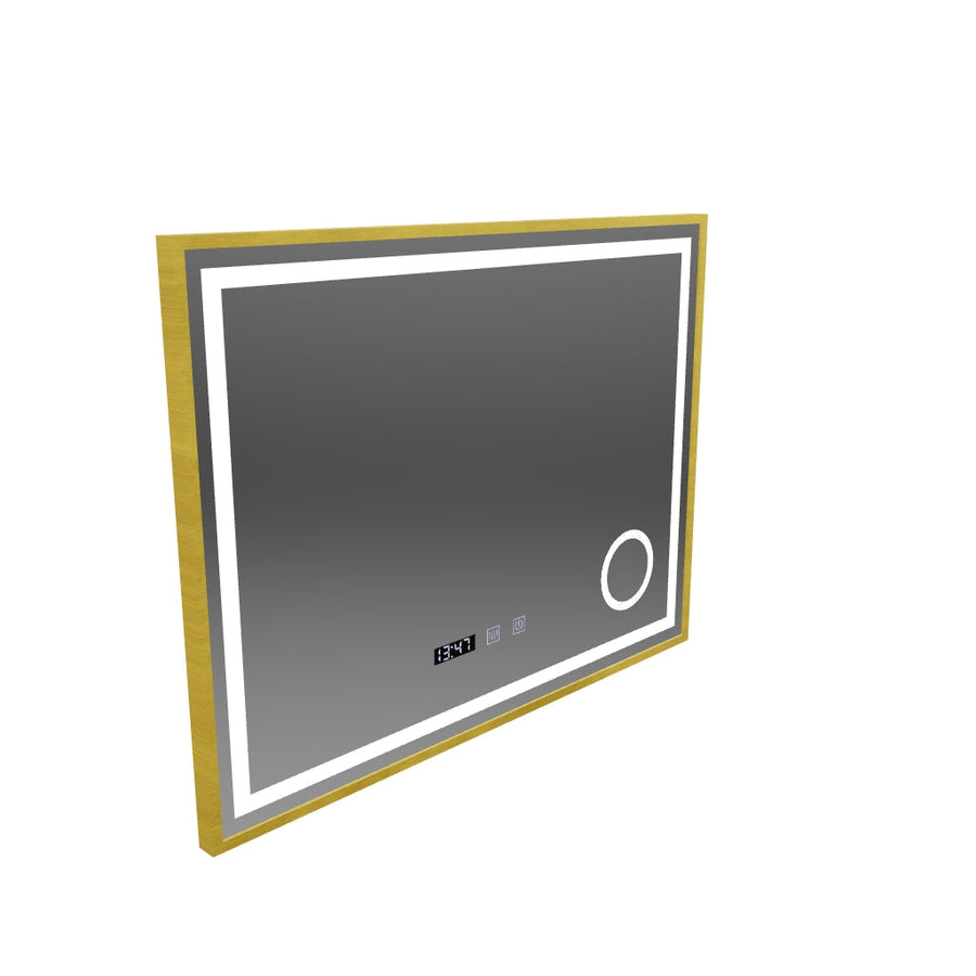 Mirror LED Touch Rolf Rolf Systems, ρολόι και θερμοκρασία 80x60 cm Χρυσή Ramahed Cosmetics LUP
