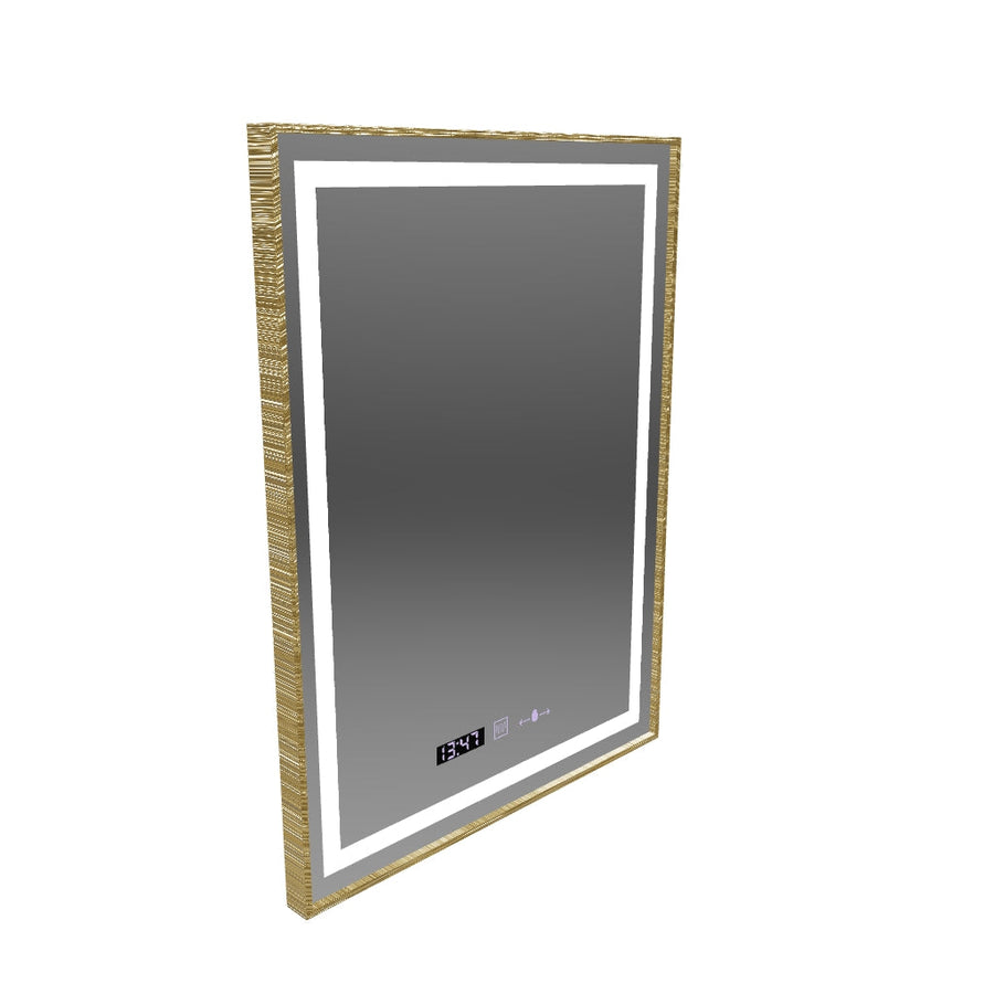 Mirror LED ορθογώνιο 60x80cm Verite Royale Gold Motionglow Marcello Dimable Clock Disrosting System