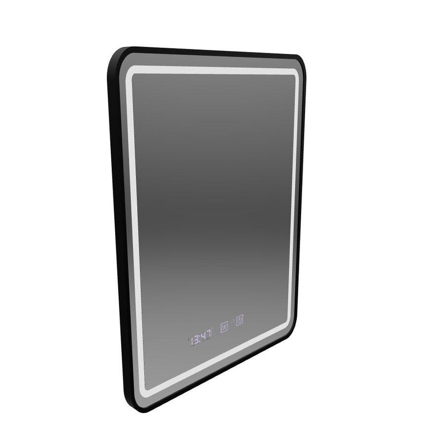 LED Touch Gerhard Mirror System, ρολόι και θερμοκρασία 60x80 cm Black BrushD πλαίσιο