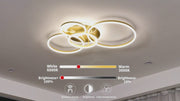 Lustra LED cu Telecomanda DARIO, 4 cercuri, 103W, Lumina Calda/Rece/Neutra, Dimabila, Auriu