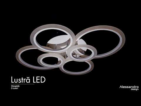 LED πολυέλαιος με τηλεχειριστήριο Betty, 82W, 6 κύκλοι, κρύο/ζεστό/ουδέτερο φως, ασταθές, λευκό