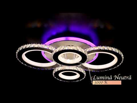 LED LED Nova Rovon με κρυστάλλους, 4 πηγές φωτός, RGB, με τηλεχειριστήριο, 68W, Black & Stain
