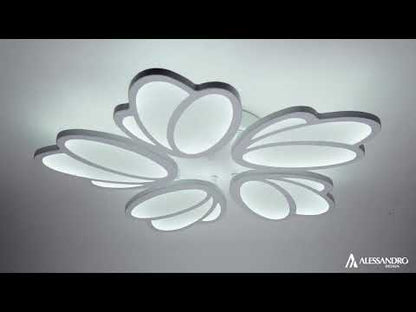 LED πολυέλαιος με τηλεχειριστήριο Tulip, 73W, 5 πέταλα, κρύο/ζεστό/ουδέτερο φως, ασταθές, λευκό
