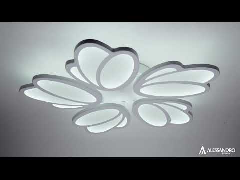 LED πολυέλαιος με τηλεχειριστήριο Tulip, 73W, 5 πέταλα, κρύο/ζεστό/ουδέτερο φως, ασταθές, λευκό