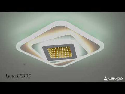 LED LED 3D τετράγωνο, 36W, λευκό, κρύο/ζεστό/ουδέτερο φως