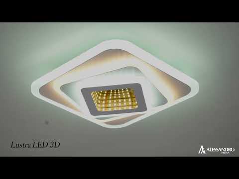 LED LED 3D τετράγωνο, 36W, λευκό, κρύο/ζεστό/ουδέτερο φως