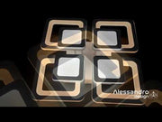 LED πολυέλαιος με τηλεχειριστήριο σουσάμι, 77W, 4 τετράγωνα, κρύο/ζεστό/ουδέτερο φως, ασταθές, λευκό