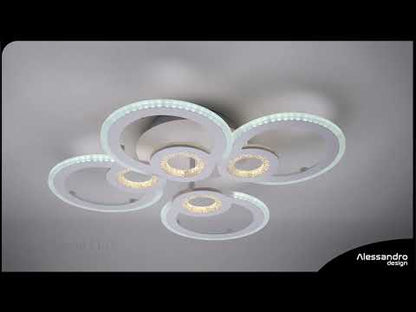 LED πολυέλαιος με το τηλεχειριστήριο του Kade, 72W, 4 κύκλοι, κρύο/ζεστό/ουδέτερο φως, ασταθές, λευκό