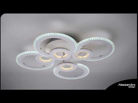 LED πολυέλαιος με το τηλεχειριστήριο του Kade, 72W, 4 κύκλοι, κρύο/ζεστό/ουδέτερο φως, ασταθές, λευκό