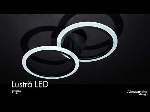 LED πολυέλαιος με τηλεχειριστήριο Betty, 28W, 2 κύκλοι, κρύο/ζεστό/ουδέτερο φως, ασταθές, μαύρο