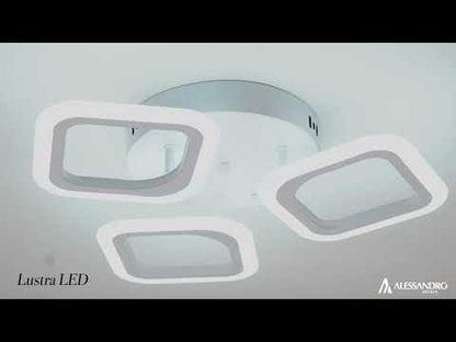 LED LED Erika, 24W, 3 τετράγωνα, ουδέτερο φως, λευκό