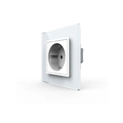 Schuko Schuko Socket, βιδωτό τερματικό, γυάλινο πλαίσιο, λευκό, livolo