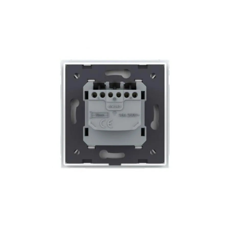Schuko Schuko Socket, βιδωτό τερματικό, γυάλινο πλαίσιο, λευκό, livolo