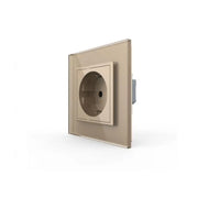 Schuko Schuko Socket, βιδωτό τερματικό, γυάλινο πλαίσιο, χρυσό, Livolo
