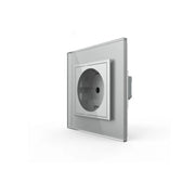 Schuko Schuko Socket, βιδωτό τερματικό, γυάλινο πλαίσιο, γκρι, Livolo
