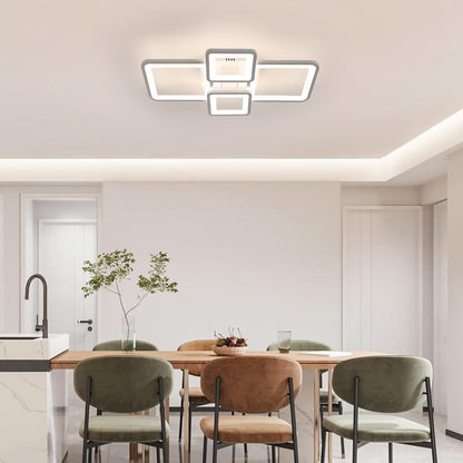 Πολυέλαιος LED με τηλεχειριστήριο ELLA 85W, 4 Τετράγωνα, Κρύο/Ζεστό/Ουδέτερο φως, Ρυθμιζόμενο, Λευκό