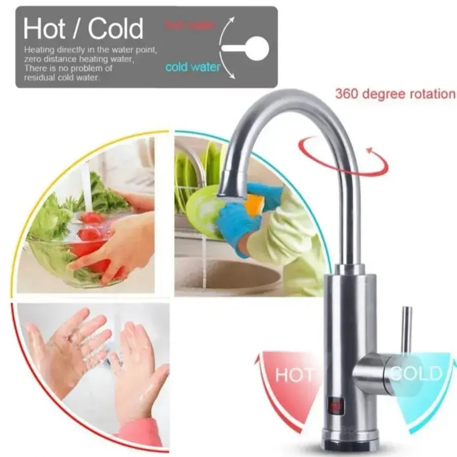 Instant Electric Tap για ζεστό νερό, οθόνη LCD, Chrome, LZ701SSS