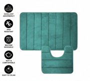 Σετ 3 Χαλάκια Μπάνιου, 50x40 cm, Μπλε, Αντιολισθητικό