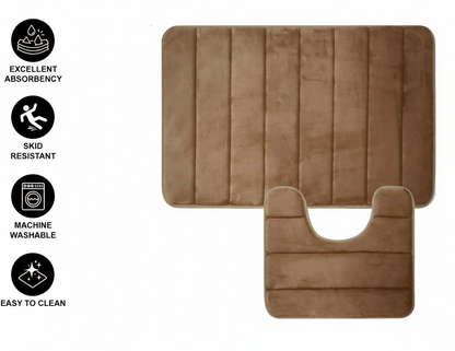 Σετ 3 Χαλάκια Μπάνιου, 50x40 cm, Μπλε, Αντιολισθητικό