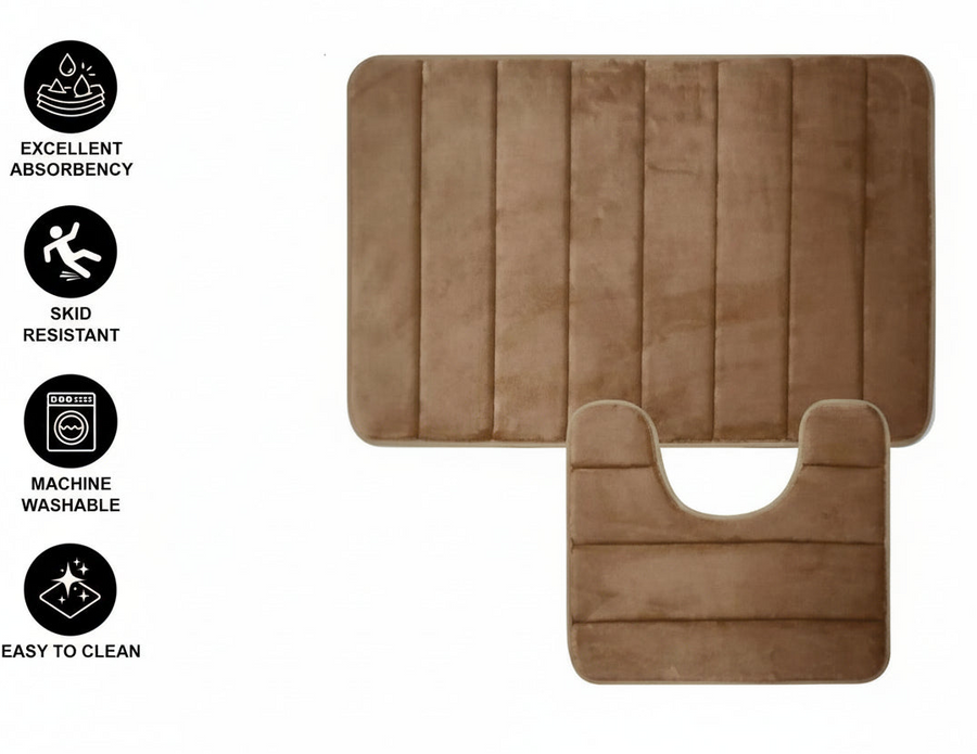 Σετ 3 Χαλάκια Μπάνιου, 50x40 cm, Μπλε, Αντιολισθητικό