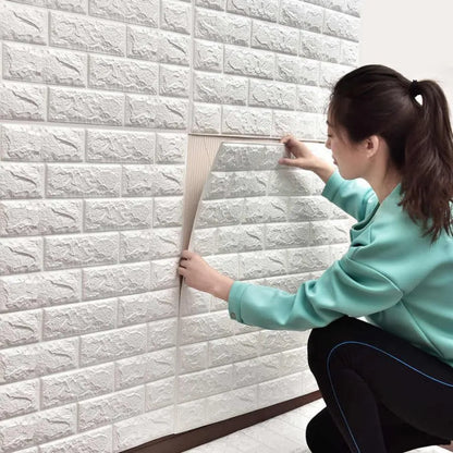 Ρυθμίστε 10x αυτοεξυπηρέτηση 3D White White Bricks από μαλακό αφρό, 70cm x 77cm x 2 mm