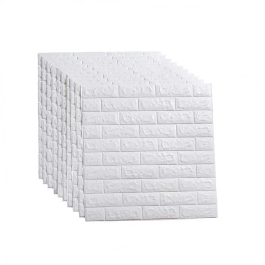 Ρυθμίστε 10x αυτοεξυπηρέτηση 3D White White Bricks από μαλακό αφρό, 70cm x 77cm x 2 mm