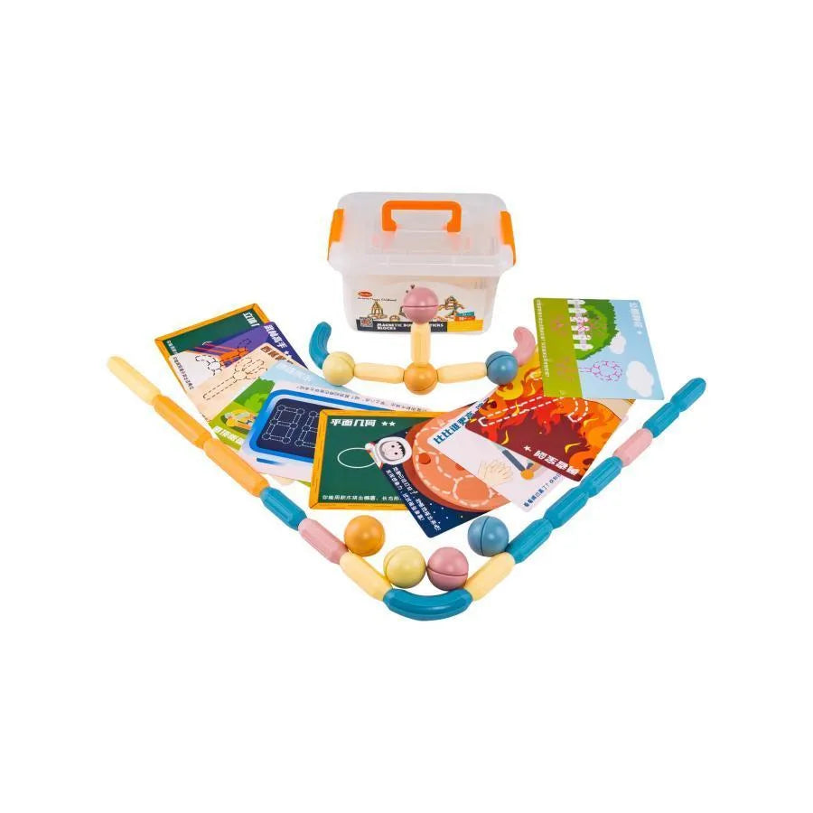 Σετ τύπου παζλ με γεωμετρικά σχήματα με μαγνήτες, 54 κομμάτια, πλαστικά και μαγνήτες