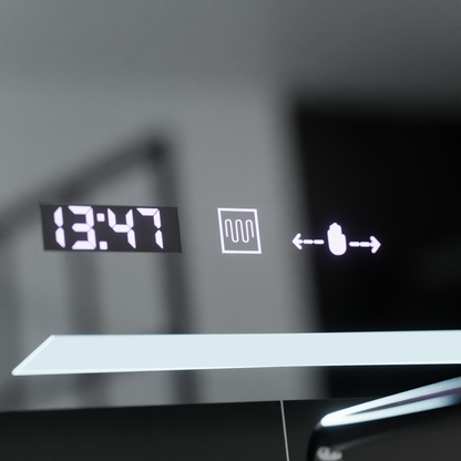 Ορθογώνιος καθρέφτης LED, 60x80cm, Rayonnement MotionGlow Marcello, Σύστημα Demister, Ρολόι & Θερμόμετρο, Ρυθμιζόμενο